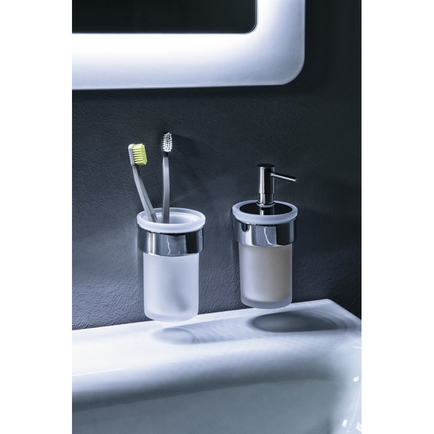 Gedy - Стенен дозатор за сапун PIRENEI 110 мм млечен стъкло/лъскав хром