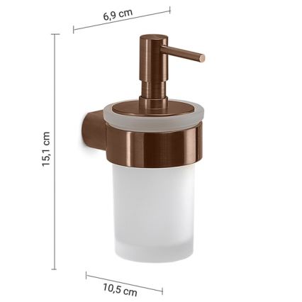 Gedy - Стенен дозатор за течен сапун PIRENEI 140 ml, опалово стъкло/бронз