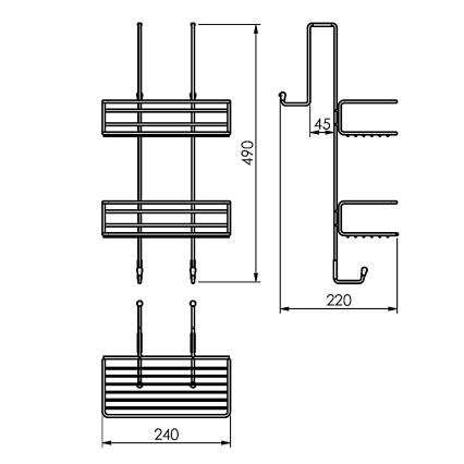 Gedy - Стенна полица за душ CHROM LINE 49x24 cm матово черно