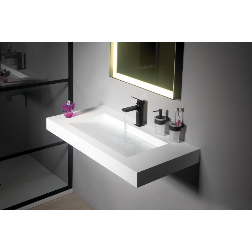 Gedy - Стенна поставка за четки за зъби PIRENEI млечен стъкло/черен