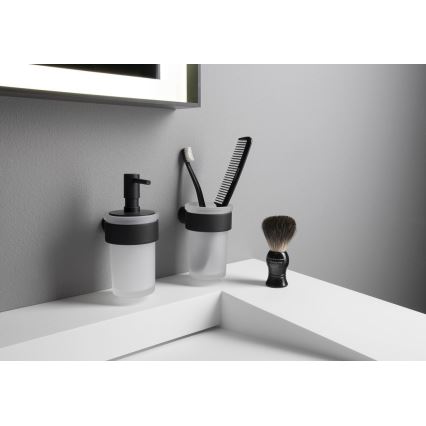 Gedy - Стенна поставка за четки за зъби PIRENEI млечен стъкло/черен