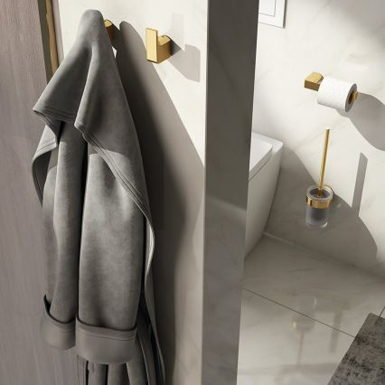 Gedy - Стенна тоалетна четка PIRENEI млечно стъкло/матово златисто