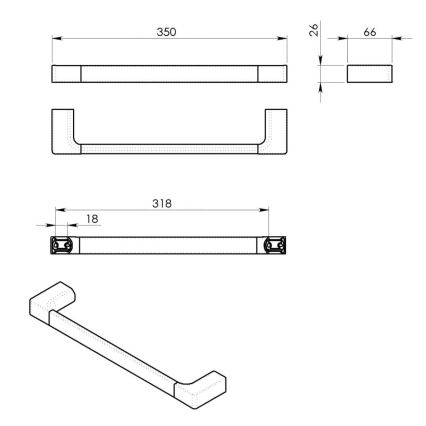 Gedy - Стенна закачалка за кърпи PIRENEI 6,6x35 см матов черен