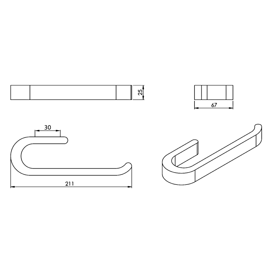 Gedy - Стенна закачалка за кърпи HIMALAYA 6,7x21 см бамбук