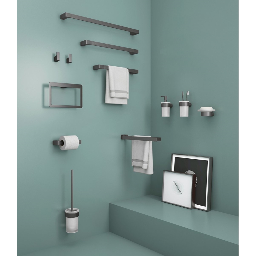 Gedy - Стенна закачалка за кърпи PIRENEI 35,9 cm сив металик