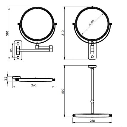 Gedy - Стенно козметично огледало GAIA, лъскав хром
