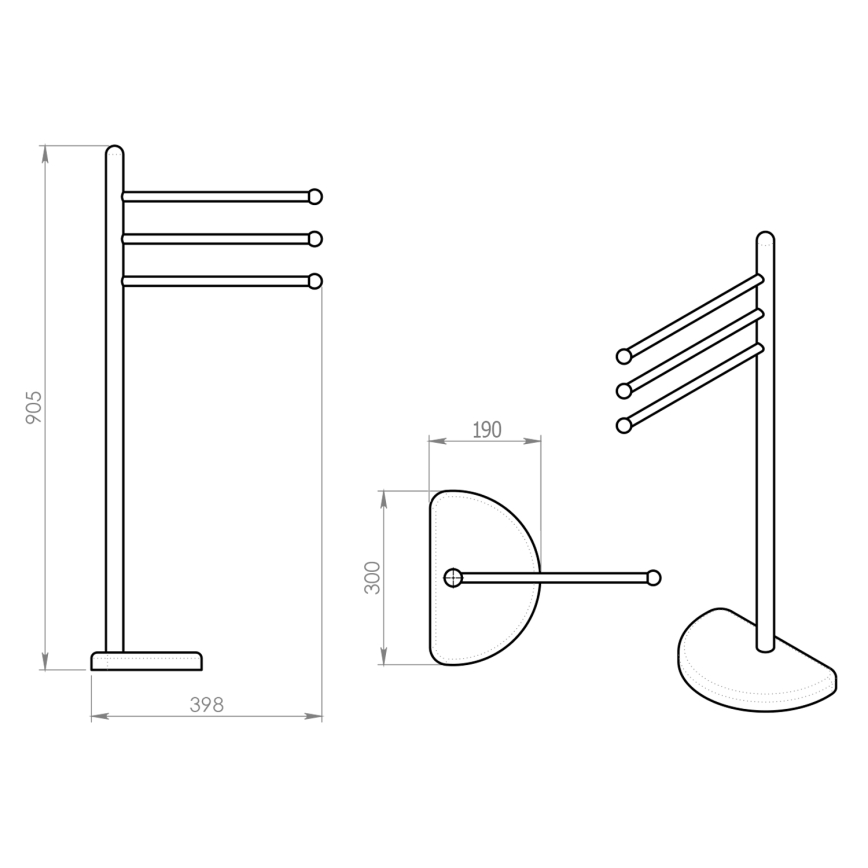 Gedy - Стойка със закачалка за кърпи HIBISCUS 90,5 см лъскав хром
