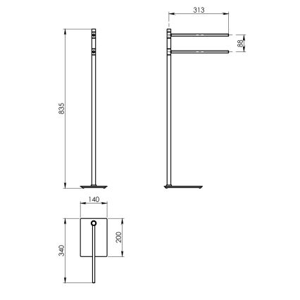 Gedy - Стойка за кърпи TRILLY 83,5 см металически сив