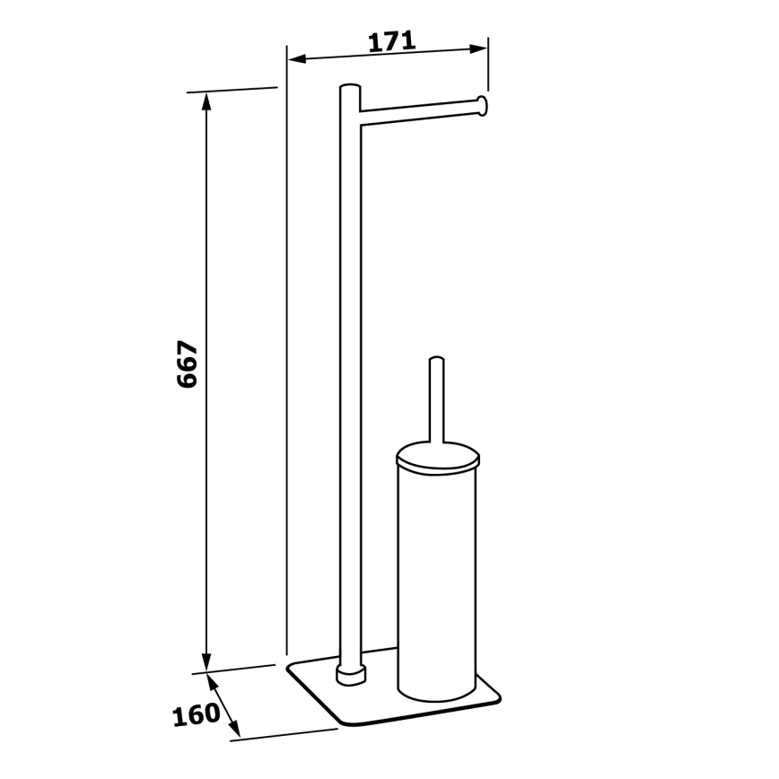 Gedy - Стояща четка за тоалетна с държач за тоалетна хартия FLORI, лъскав хром