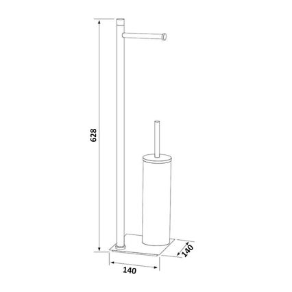 Gedy - Стояща четка за WC с държач за тоалетна хартия TRILLY матова черна/бамбук