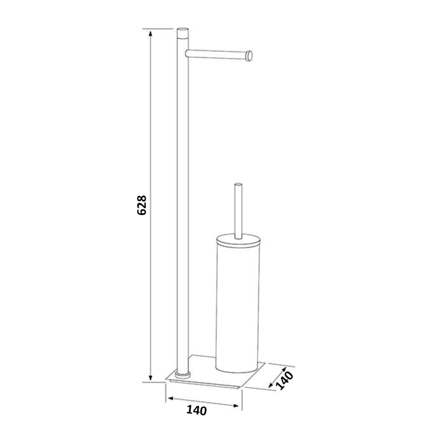 Gedy - Стояща четка за WC с държач за тоалетна хартия TRILLY матова черна/бамбук