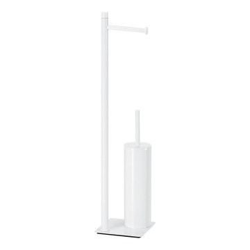 Gedy - Стояща тоалетна четка с държач за тоалетна хартия TRILLY в матово бяло