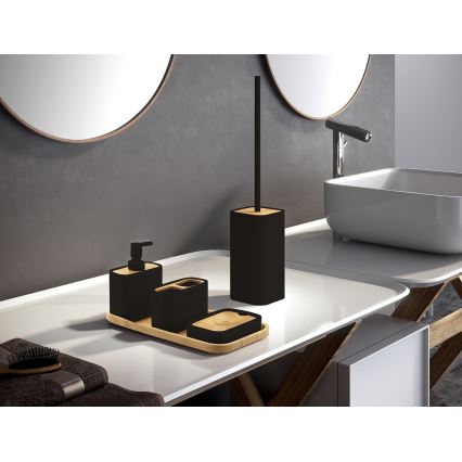 Gedy - Свободностояща четка за тоалетна NINFEA черен/бамбук