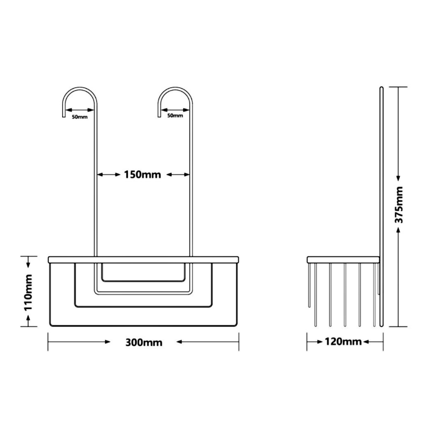 Gedy - Закачена полица за душ SMART 37,5x30 см в матово черно