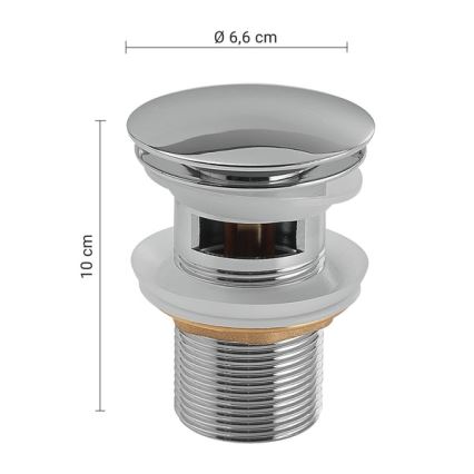 Gedy - Клапан за мивка CLICK-CLACK Ø 6,6 cm, лъскав хром