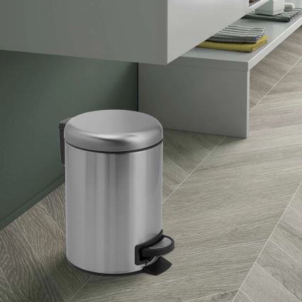Gedy - Кошче за отпадъци POTTY 5 л с меко затваряне, четкана неръждаема стомана