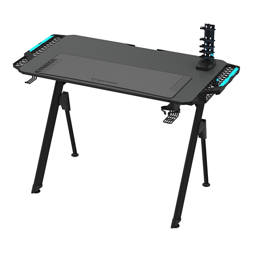 Гейминг маса FALCON с LED RGB подсветка 116x60 см черен