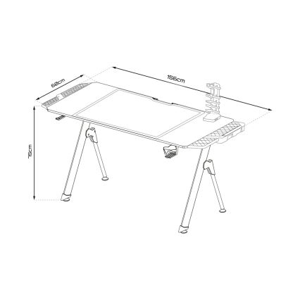 Гейминг маса FALCON с LED RGB подсветка 156x60 см черен