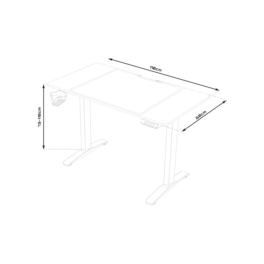 Гейминг маса с регулируема височина CONTROL 110x60 см кафяв/черен