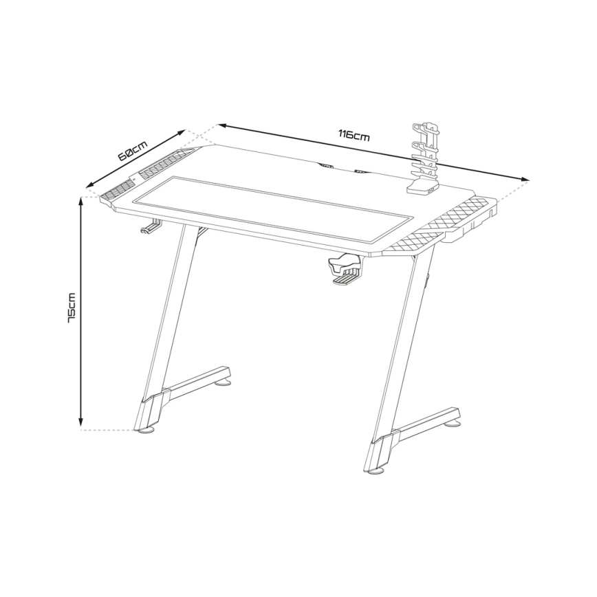 Гейминг маса SNAKE с LED RGB подсветка 100x60 см черен