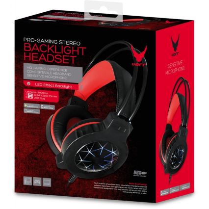 Геймърски LED слушалки VARR с микрофон 3,5мм