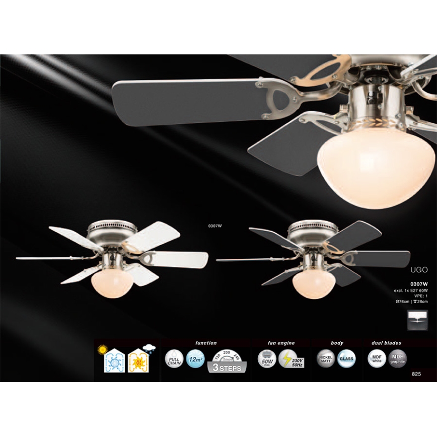 GLOBO - Вентилатор за таван 1xE27/60W/230V