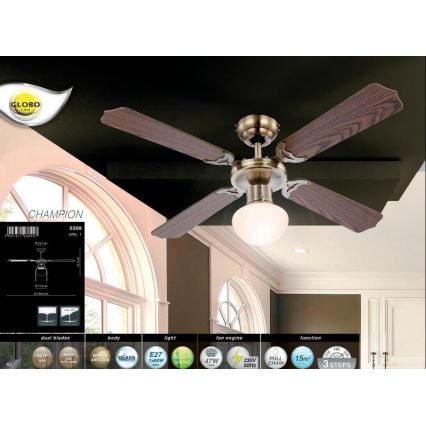 Globo - Вентилатор за таван 1xE27/60W/230V