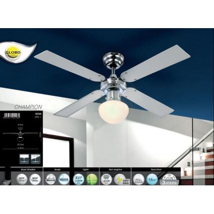 Globo - Вентилатор за таван 1xE27/60W/230V