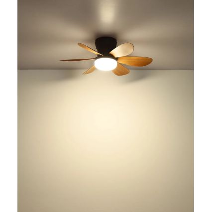 Globo - LED таванен вентилатор с регулируема яркост, 5W/230V, 2700-6500K, кафяв + дистанционно управление