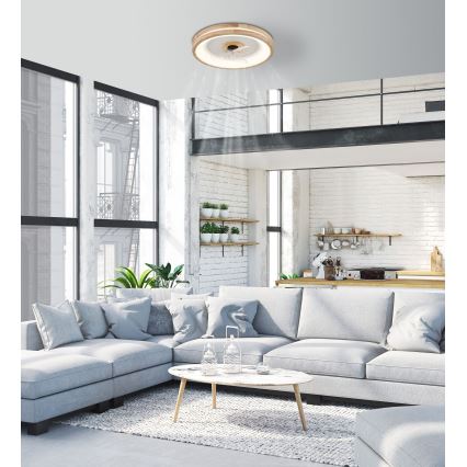Globo - LED Димируем плафон с вентилатор LED/30W/230V 2700-6500K кафяв + дистанционно управление