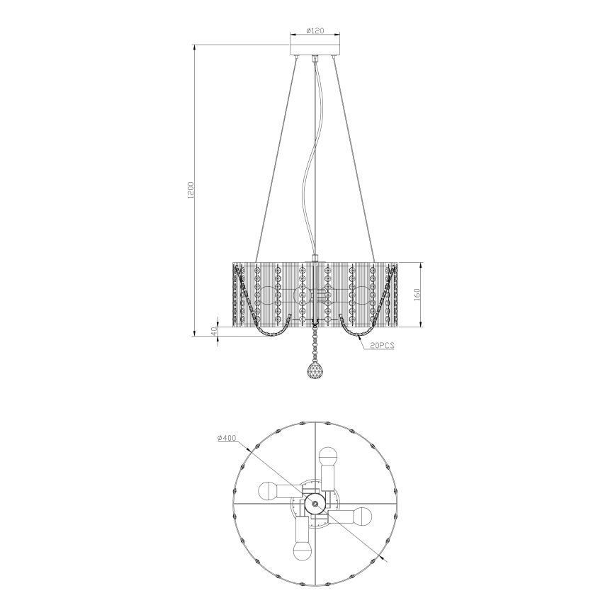 Globo - Висящ кристален полилей 4xE14/40W/230V