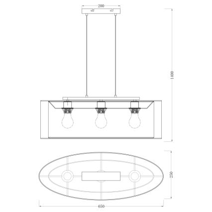 Globo - Висящ полилей 3xE27/60W/230V