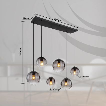 Globo - Пендел 6xE27/60W/230V