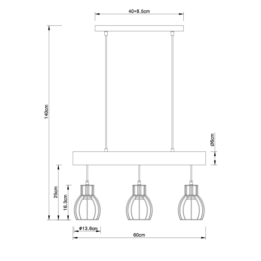Globo - Висящ полилей 3xE27/60W/230V