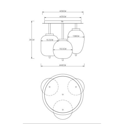 Globo - Полилей за повърхностен монтаж 3xE14/40W/230V black