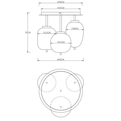Globo - Полилей за повърхностен монтаж 3xE14/40W/230V месинг