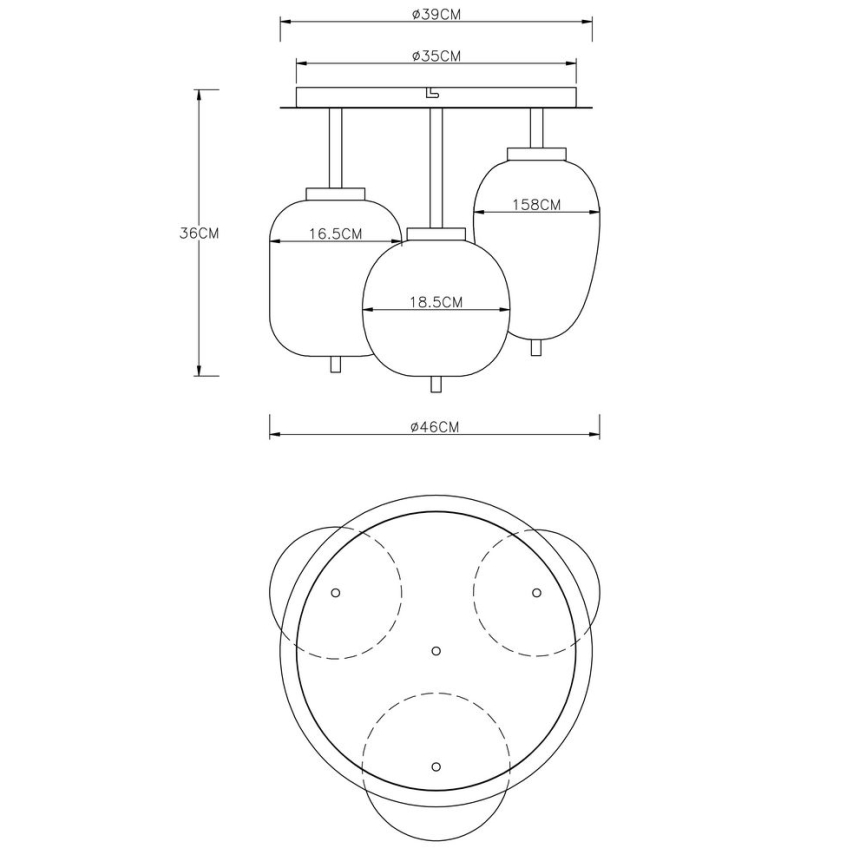 Globo - Полилей за повърхностен монтаж 3xE14/40W/230V месинг