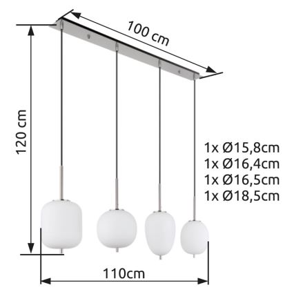 Globo - Пендел 4xE14/40W/230V бял