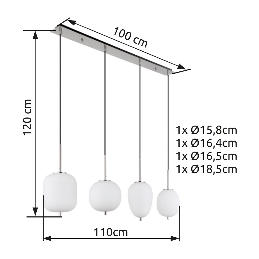 Globo - Пендел 4xE14/40W/230V бял