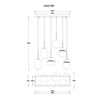 Globo - Пендел 6xE14/40W/230V лъскав хром