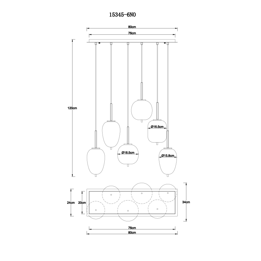 Globo - Пендел 6xE14/40W/230V лъскав хром
