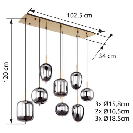 Globo - Пендел 8xE14/40W/230V опушен
