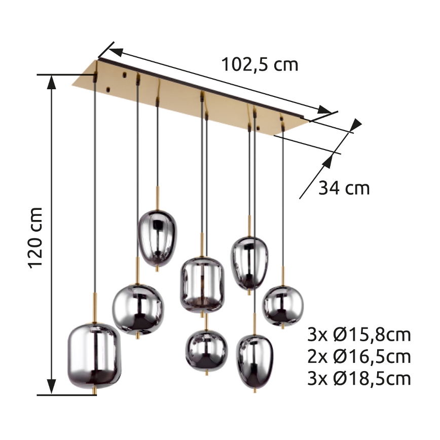 Globo - Пендел 8xE14/40W/230V опушен