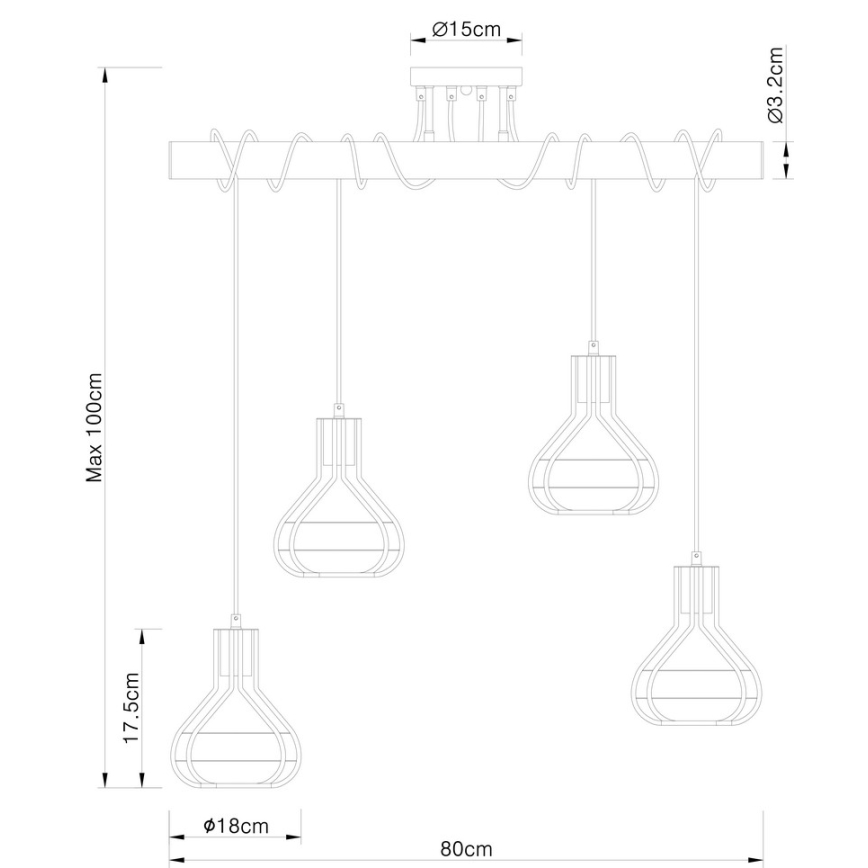 Globo - Висящ на въже полилей 4xE27/60W/230V