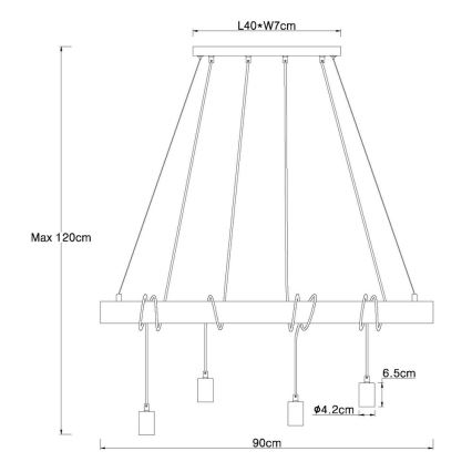 Globo - Висящ на въже полилей 4xE27/60W/230V
