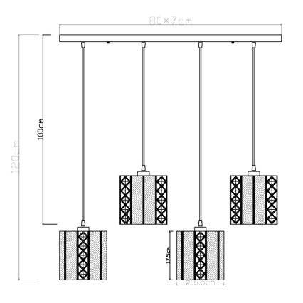 Globo - Висящ полилей 4xE27/60W/230V златист/черен