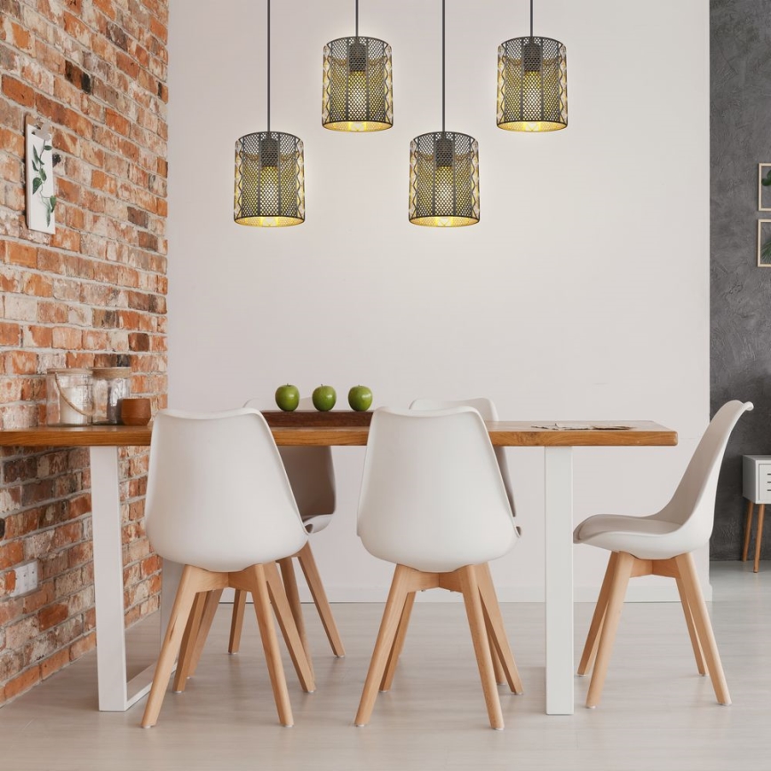 Globo - Висящ полилей 4xE27/60W/230V златист/черен