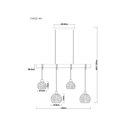 Globo - Висящ на въже полилей 4xE27/40W/230V
