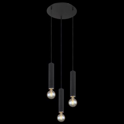 Globo - Висящ полилей 3xE27/60W/230V черно дърво