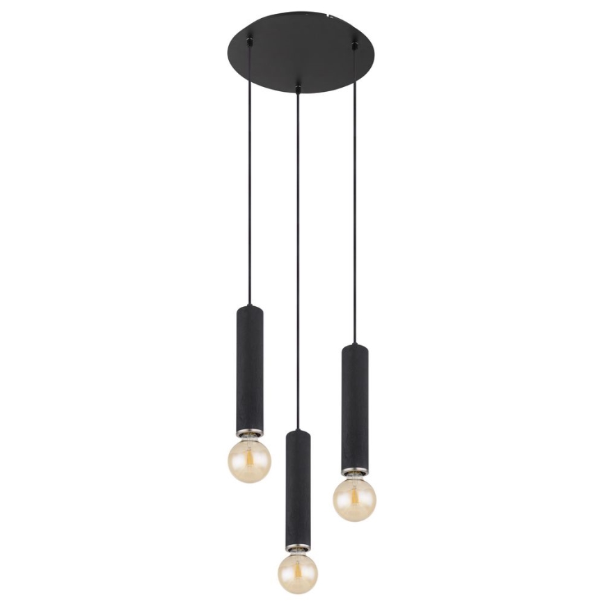 Globo - Висящ полилей 3xE27/60W/230V черно дърво